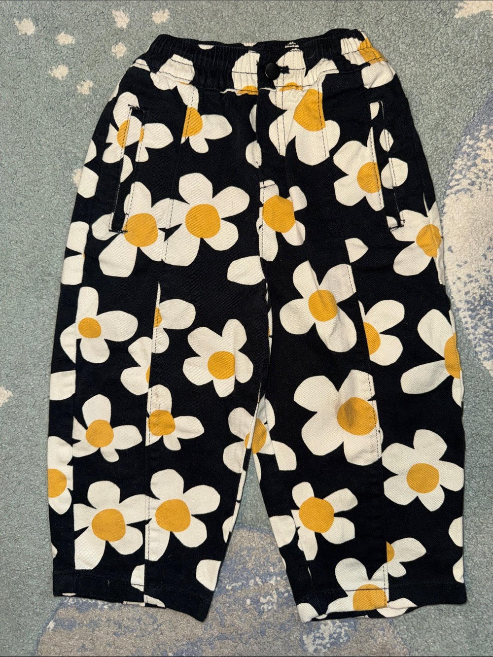 Hanna Andersson Denim Daisy Pull-on Barrel Pants - Size 4
